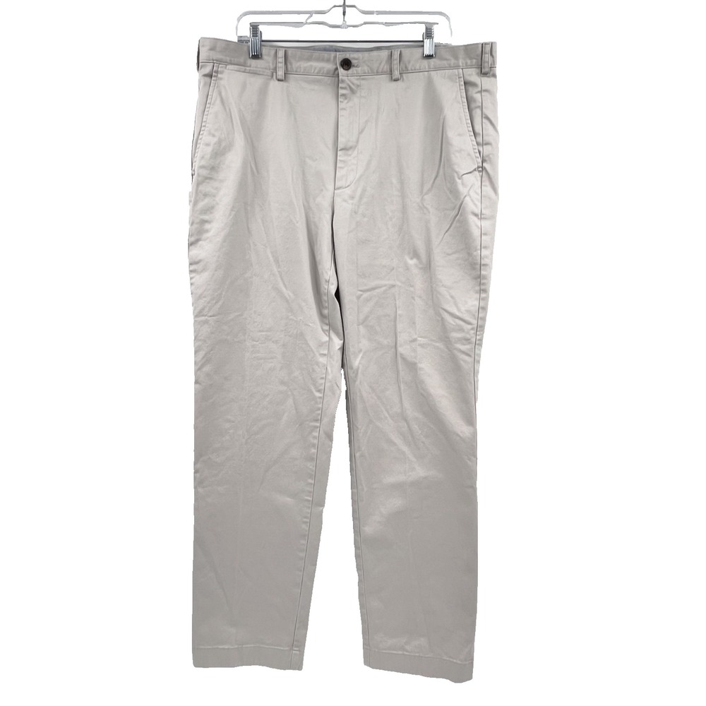 BROOKS BROTHERS Men's Sz 38x32 Beige Flat-Front Chino Clark Dress Pants Stretch